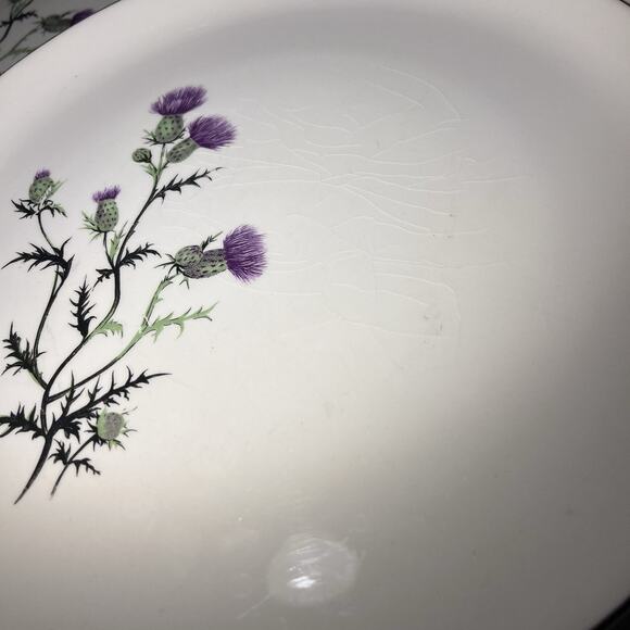 Vtg French Saxon China 22k Gold Thistle Plates Set Of 3 USA Floral Dinnerware - Picture 3 of 8
